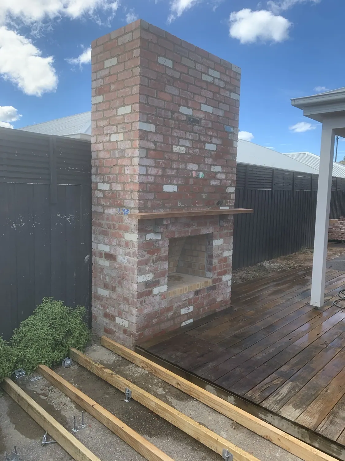 Outdoor brick fireplace